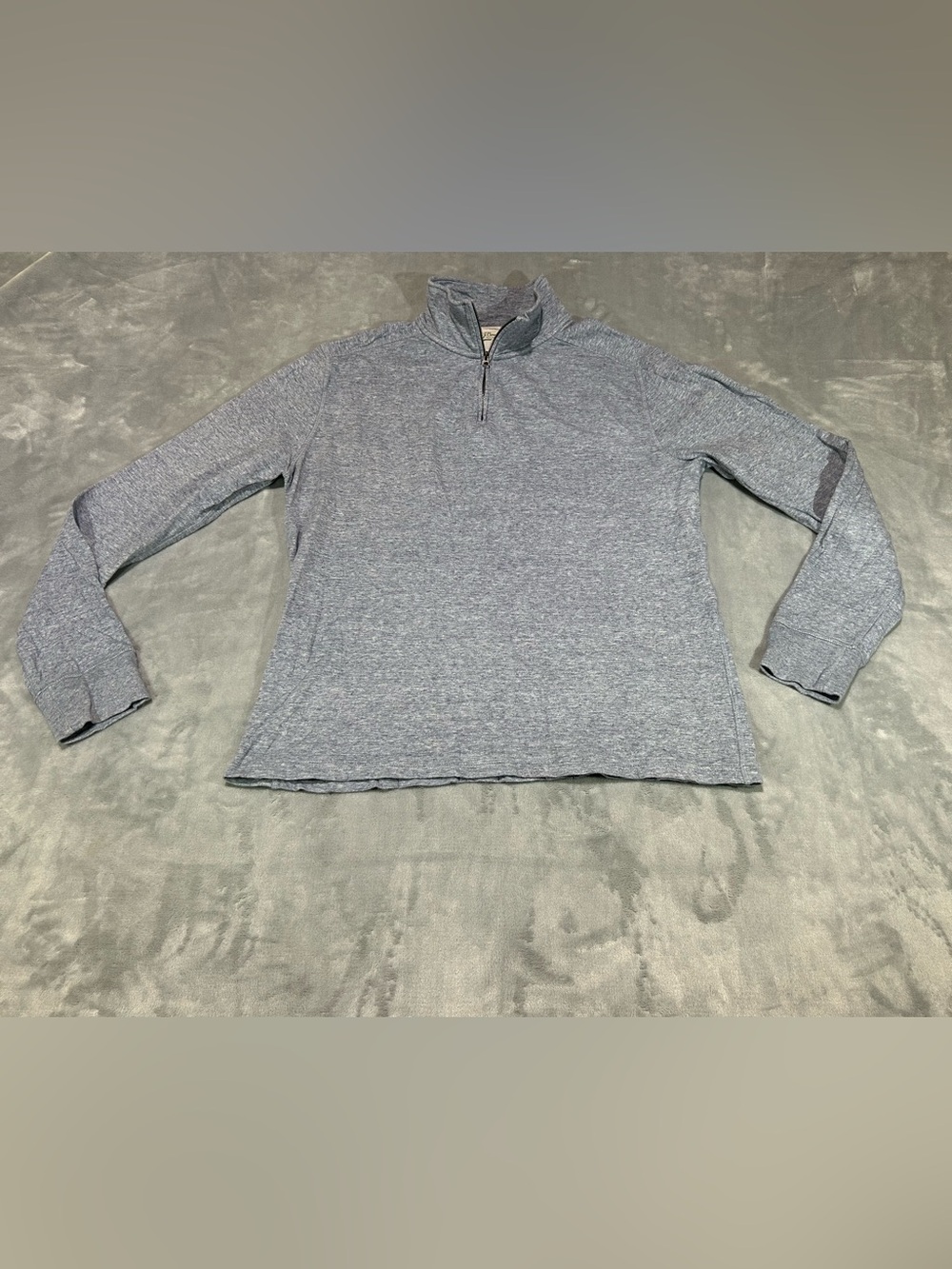 J. Crew Double Knit 1/4 Zip Pullover Sweatshirt Mens Large Heathered Blue